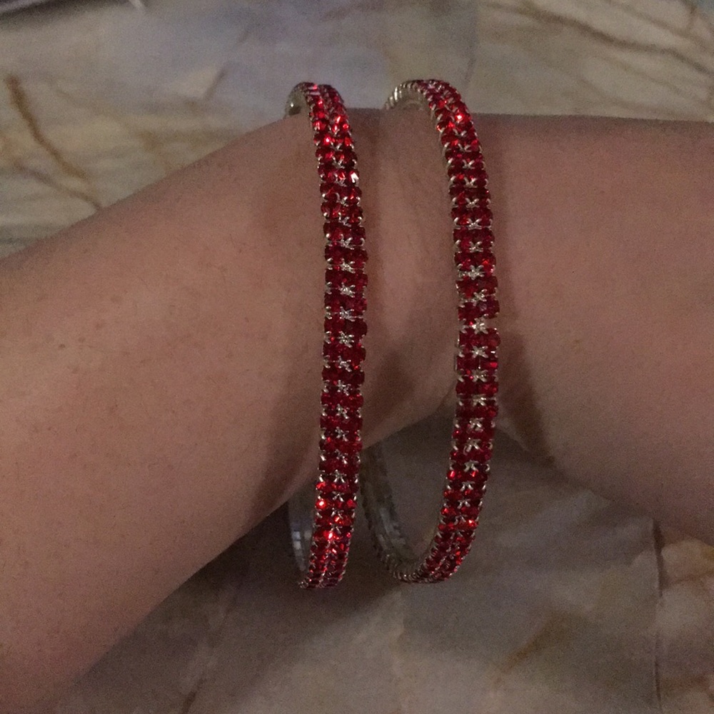 Red Crystal Bangles - Picture 2 of 4